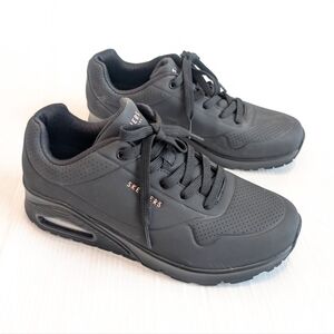 SKECHERS Women's Uno Stand On Air Trainers Black Sneakers Size 10